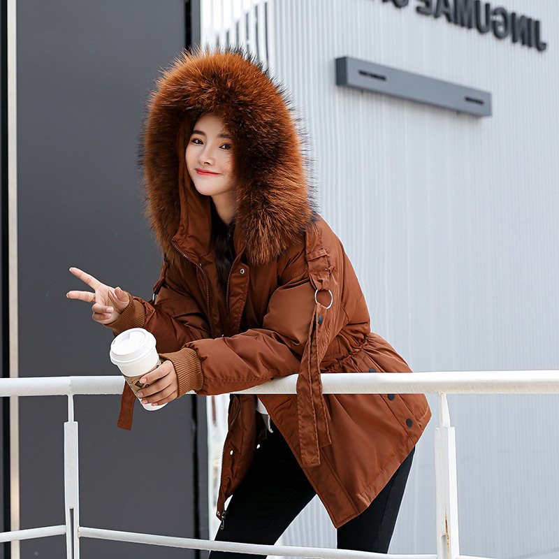 Women's padded jacket with padded big fur collar