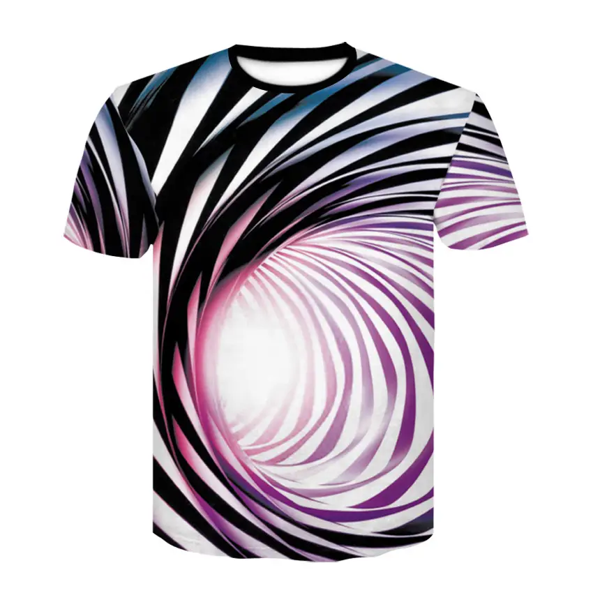 Black and White 3D Graphic Printed T-Shirt