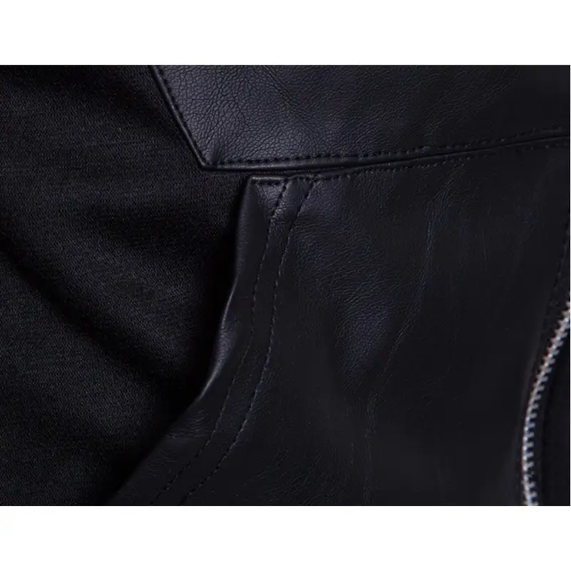 Men's stand-up collar casual black hooded sweater