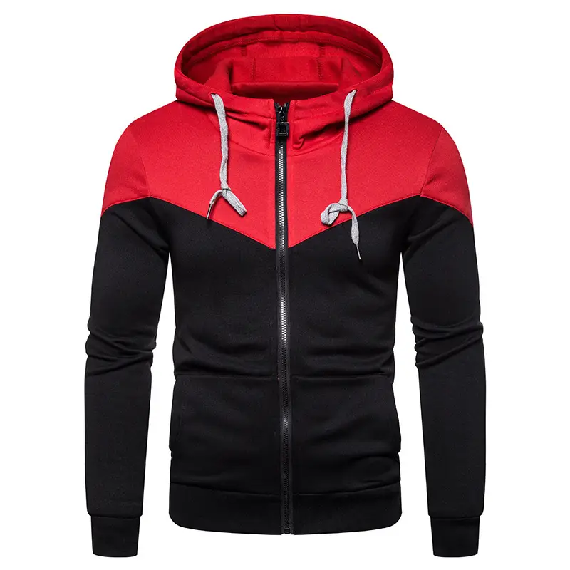 Two-color stitching zipper sports men's sweatshirt