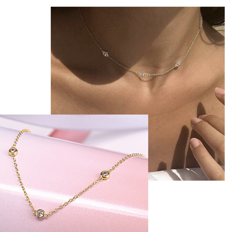 Clavicle Necklace Simple Fashion INS Wind Diamond Clavicle Necklace