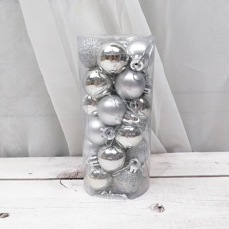 Christmas Decoration Shiny Matte Christmas Ball - Silver