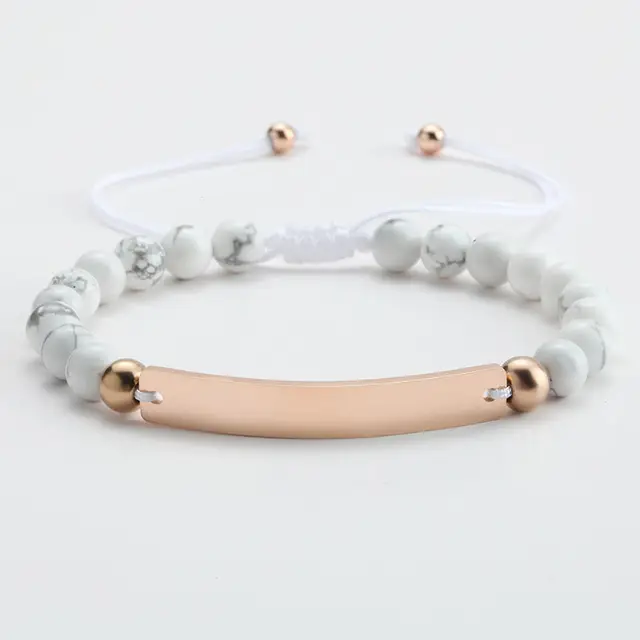 Personalized Beaded Adjustable Engraved Bar Bracelets