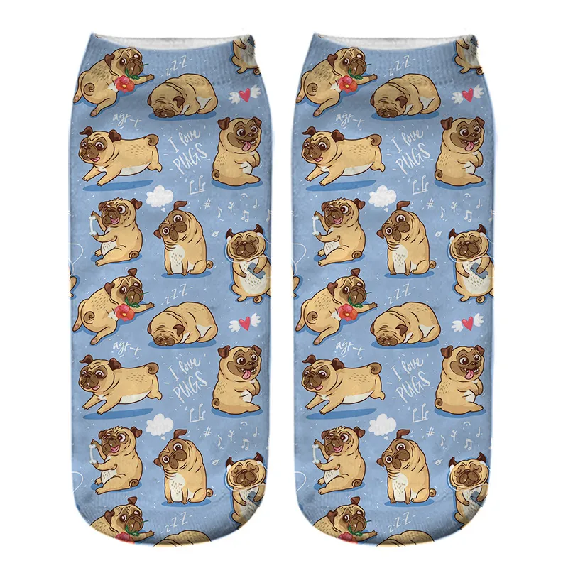 Dog PUG cartoon 3D printing socks - 8Style-Unpackaged
