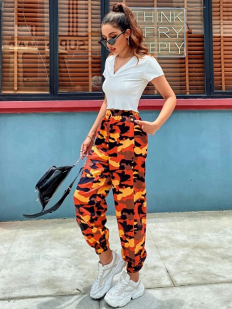 Women's Trousers Mid-rise Cotton Harem Pants