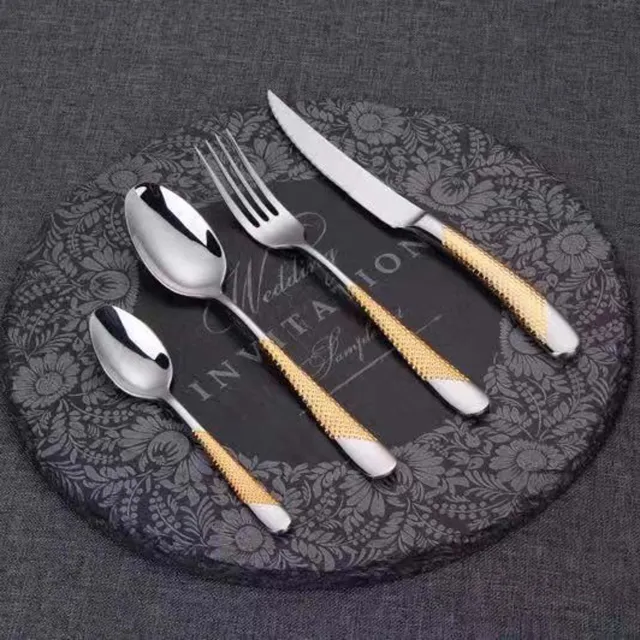 Titanium plated stainless steel tableware set Gold - Shop at LoveMi