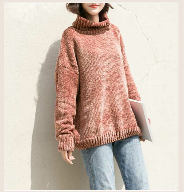 Autumn and winter new chenille velvet sweater female Korean version of lazy loose thin outside wearing hooded sweater women