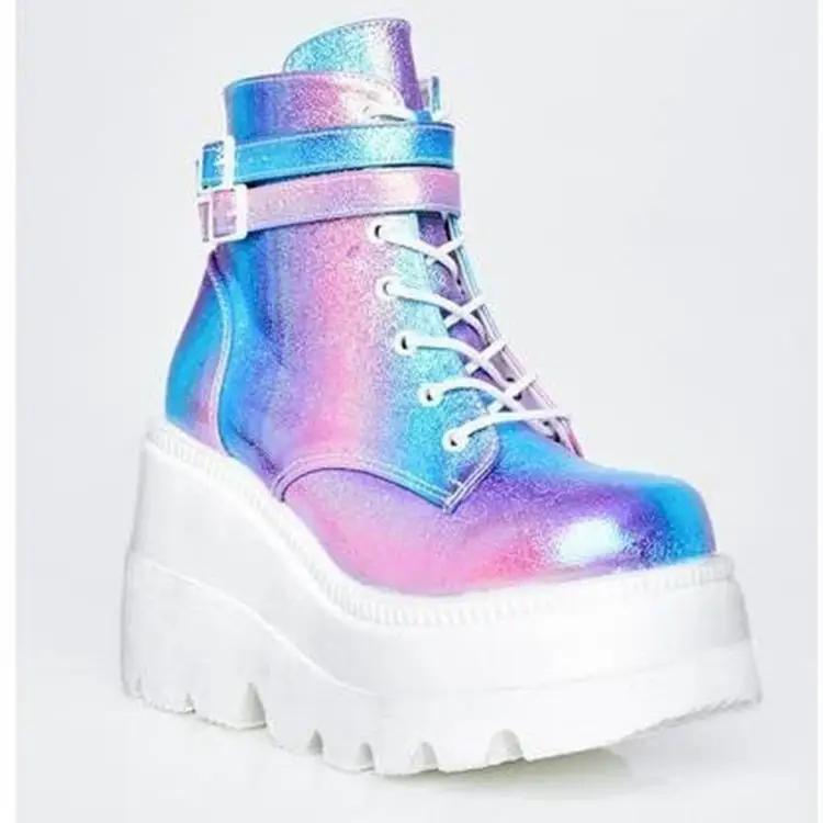 Colorful high-top buckle casual women's shoes