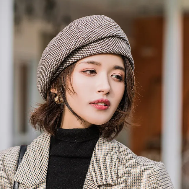 Korean Version Of British Retro Octagonal Hat Coffee - Shop at LoveMi