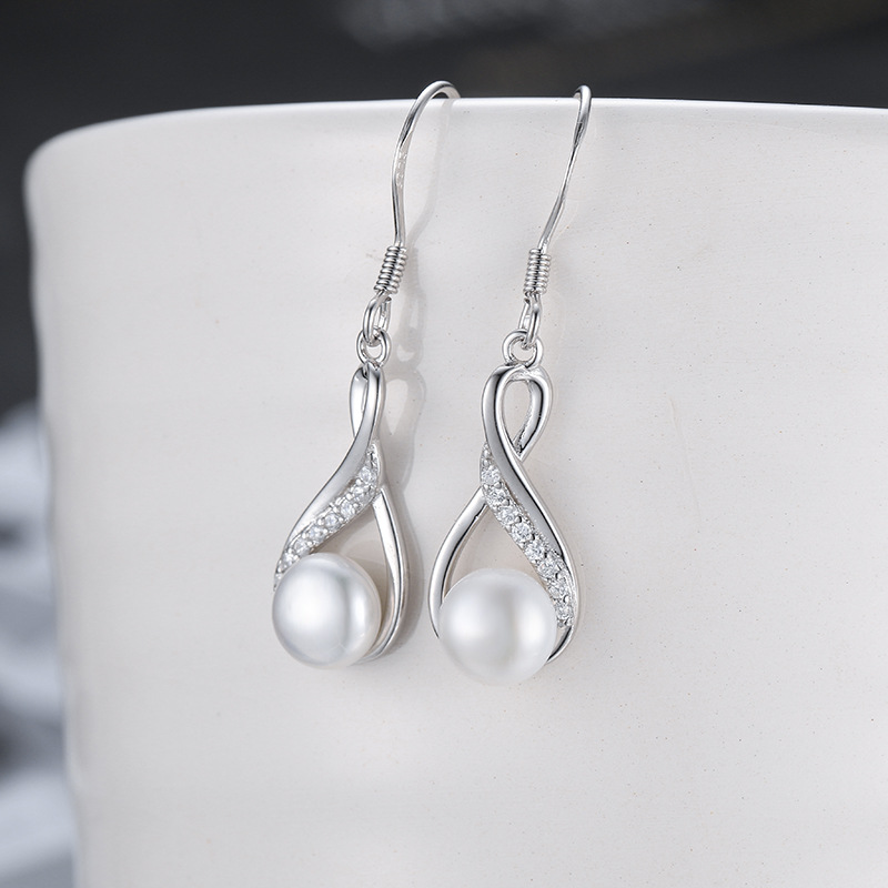 New S925 Sterling Silver Freshwater Pearl Ear Hook