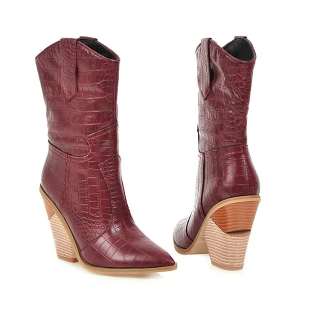 High heel pointed toe short boots Red - Shop at LoveMi
