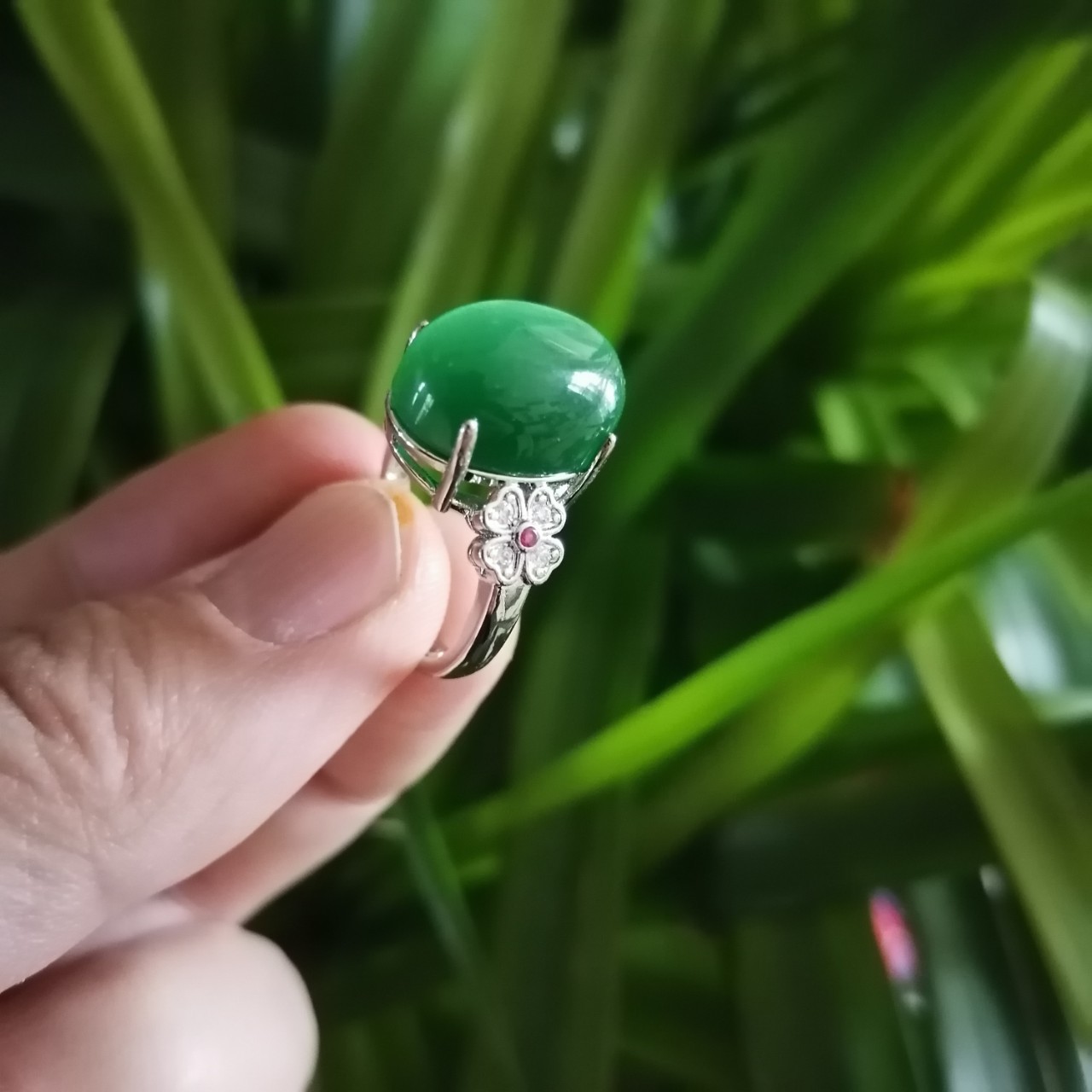 Opal Ring 925 Silver With Emerald Ladies Ring