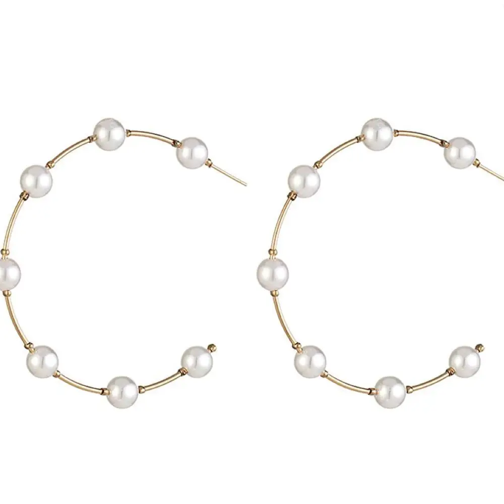 Pearl big circle earrings