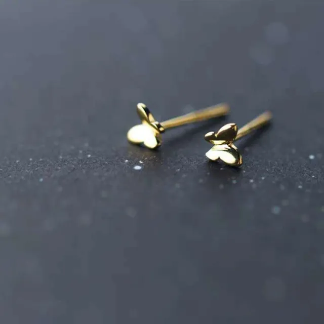 925 silver needle 14K Gold Butterfly Earrings Gold - Shop at LoveMi
