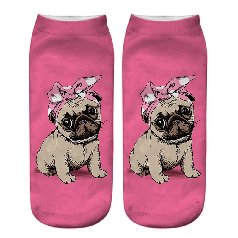 Dog PUG cartoon 3D printing socks - 7Style-With Packaging
