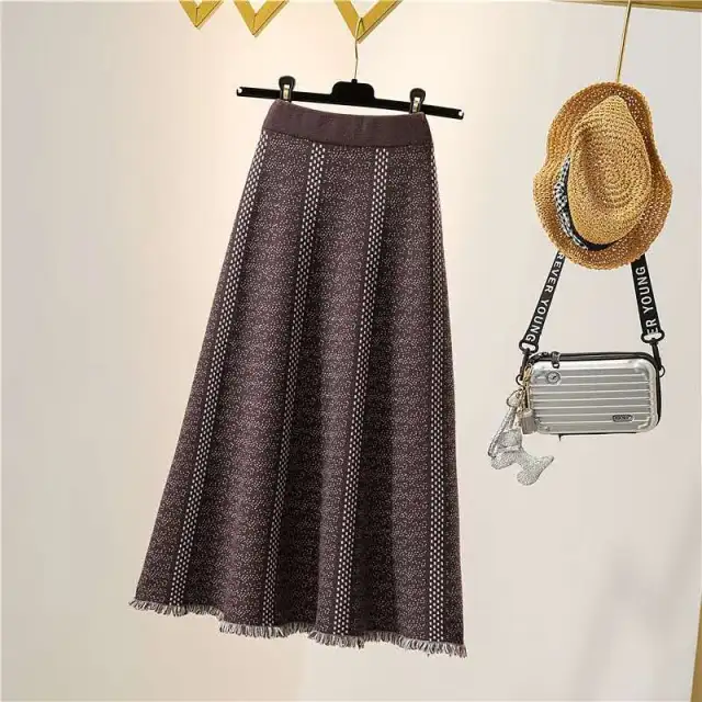 High waisted A line skirt Coffee - Shop at LoveMi