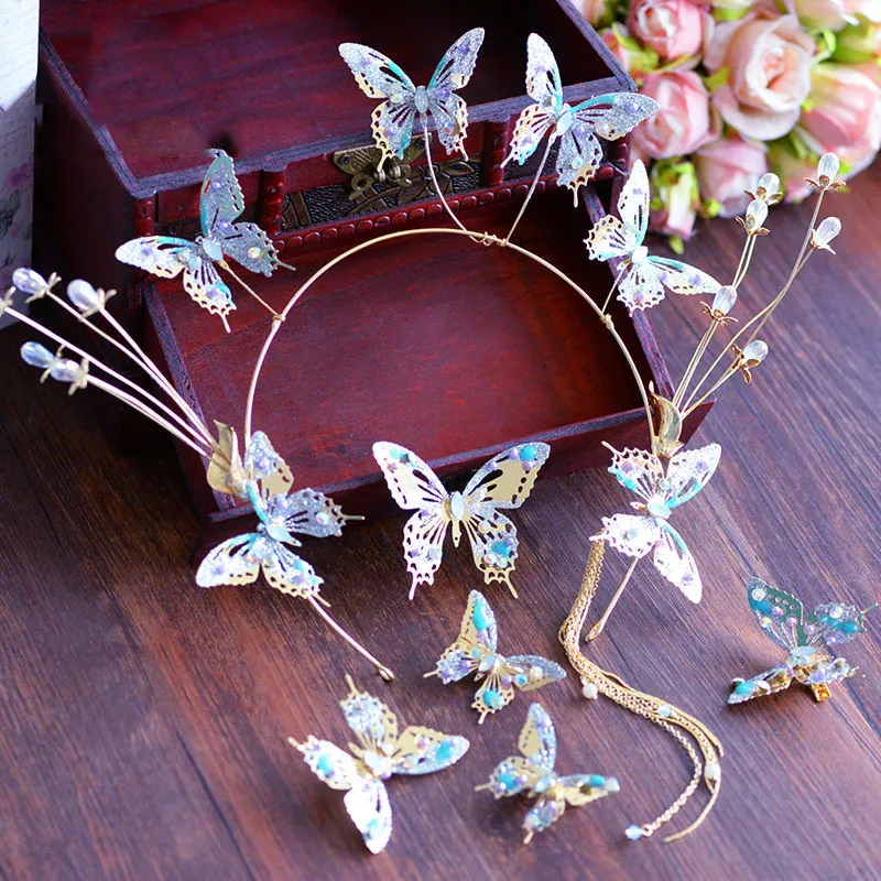 Bride blue butterfly hair band - Blue