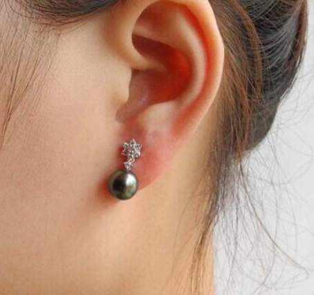 Black pearl earrings — foto 4