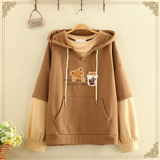 Color block hoodie Brown - Shop at LoveMi