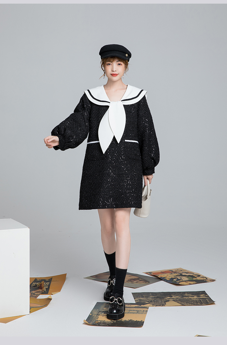 High-end light luxury tweed dress