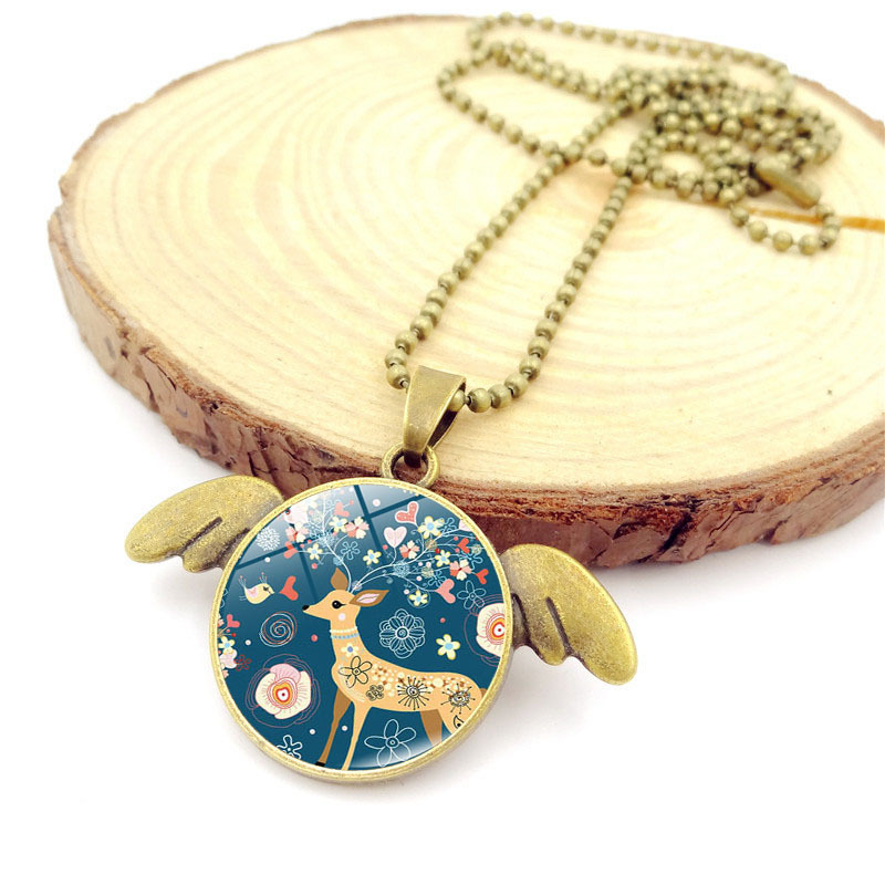 Forest Pattern Time Gem Alloy Sweater Chain