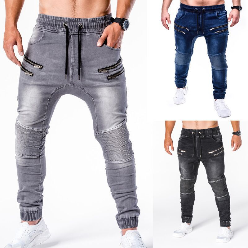 Sweatpants zip hip hop jeans
