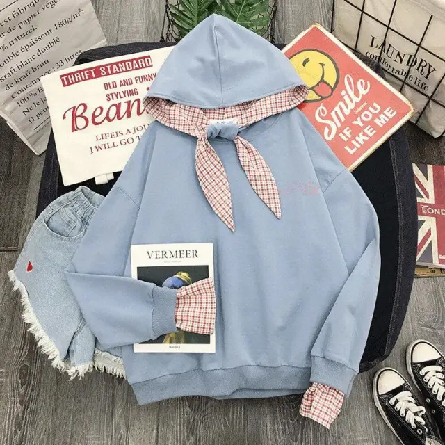 Loose plus fleece hooded long sleeved sweater 12Color L - Shop at LoveMi