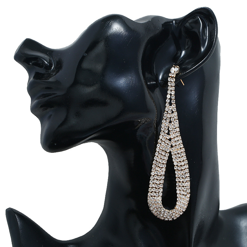 Personality exaggerated long diamond earrings