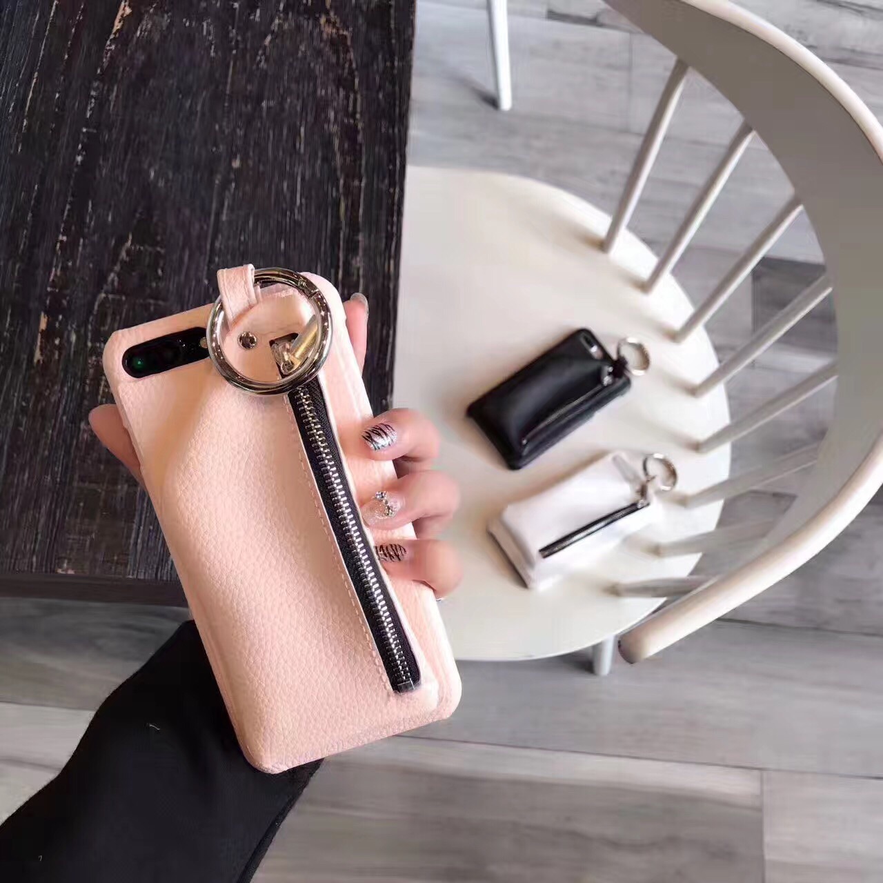 Compatible with Apple, Iphone Case With Leather Pouch and Keyring