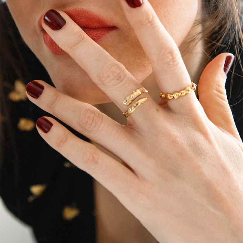 18k real gold plated brass ring with crystals