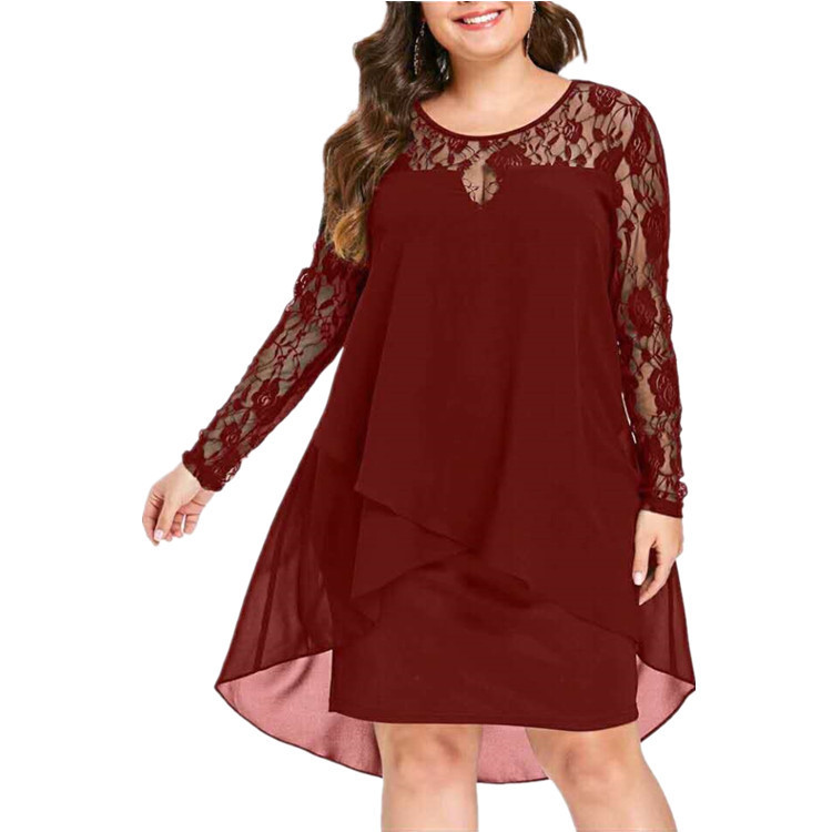 Spliced long sleeve casual dress