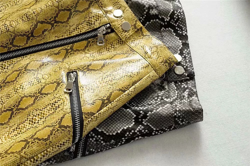 Zip high waist snake print skirt