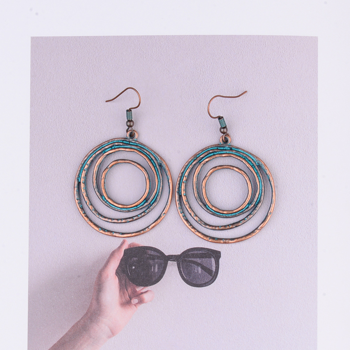 Simple Double Size Ring Retro Metal Earrings