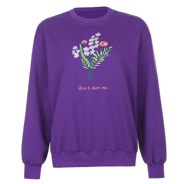 Embroidered Casual Loose Sweatshirt Red - Shop at LoveMi