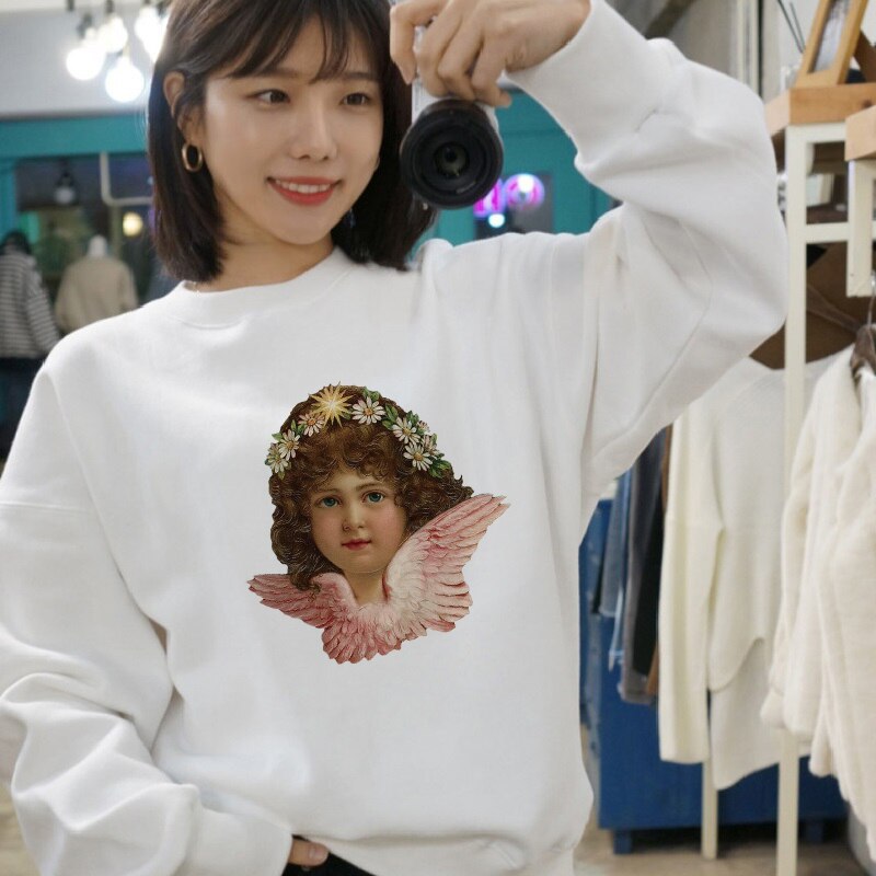 Ladies Fashion Victoria Angel Print Long Sleeve Sweatshirt
