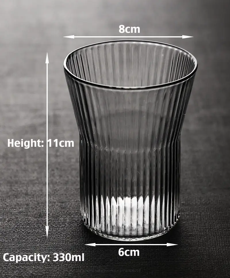 Cold and hot vertical pattern glass coffee cup