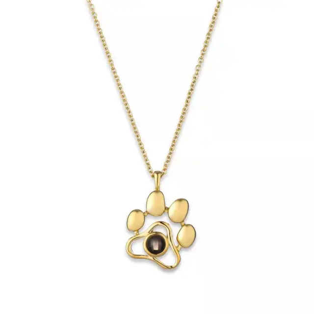 Customized Silver Cute Footprint Colorful Photos Projection Necklace Titanium Steel Gold - Shop at LoveMi