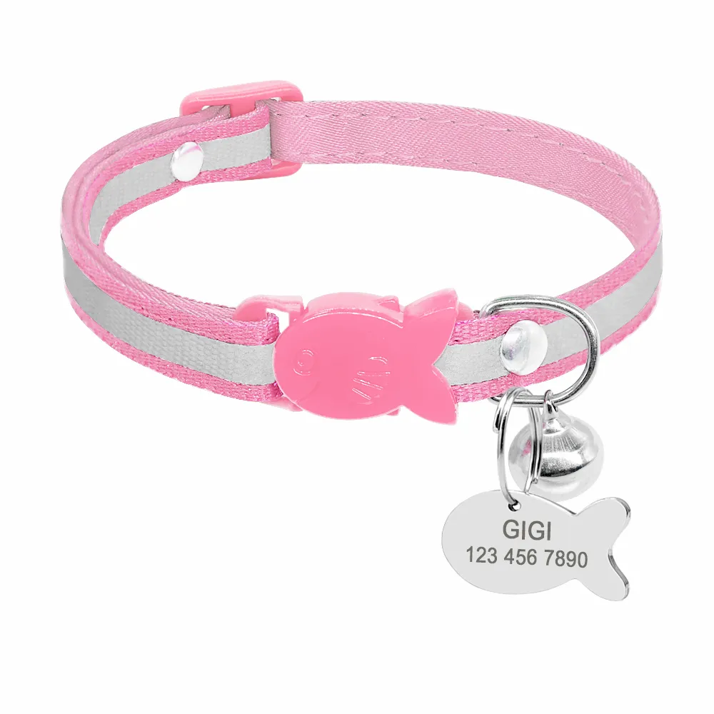 Collar Reflective Bell Adjustable Safety Buckle - Pink