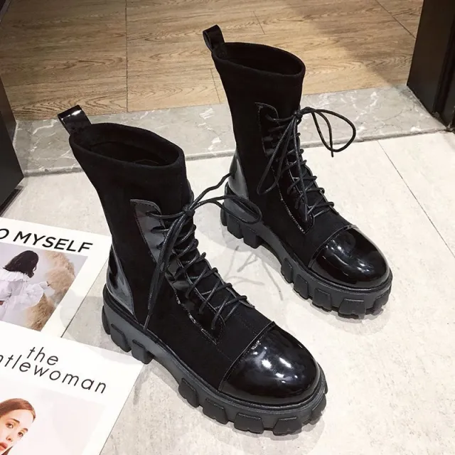Thick heel and thick sole fashion short boots Black - Shop at LoveMi
