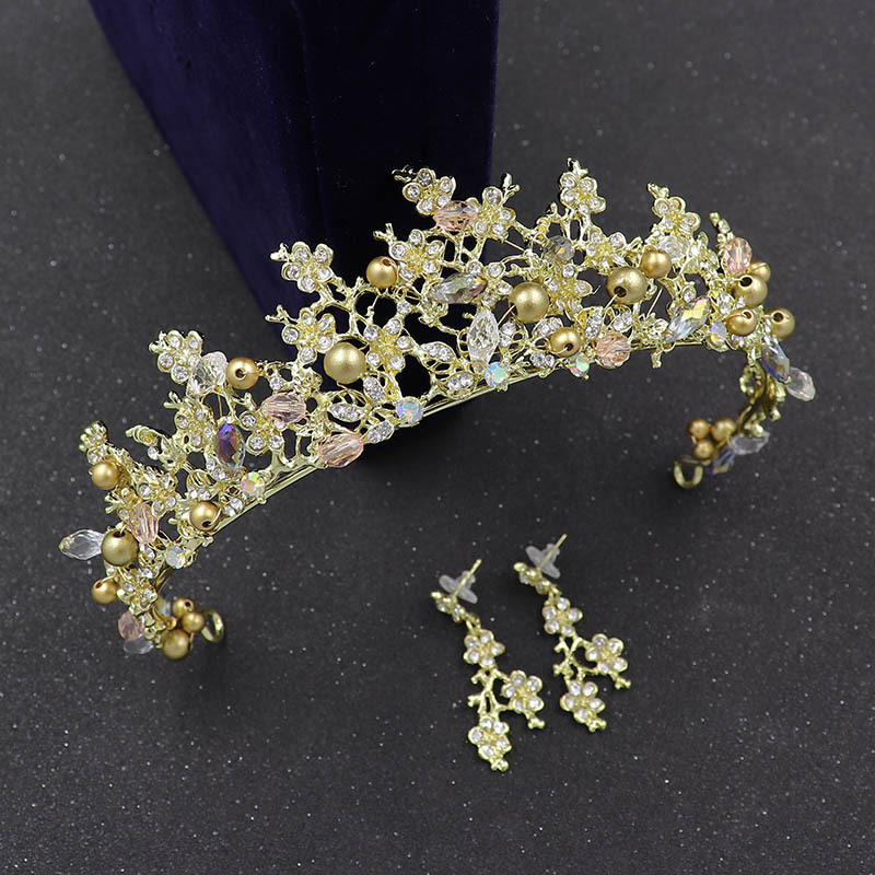 Bridal Golden Headband Hair Accessory Crown Crown Ear Pin - Shop at LoveMi