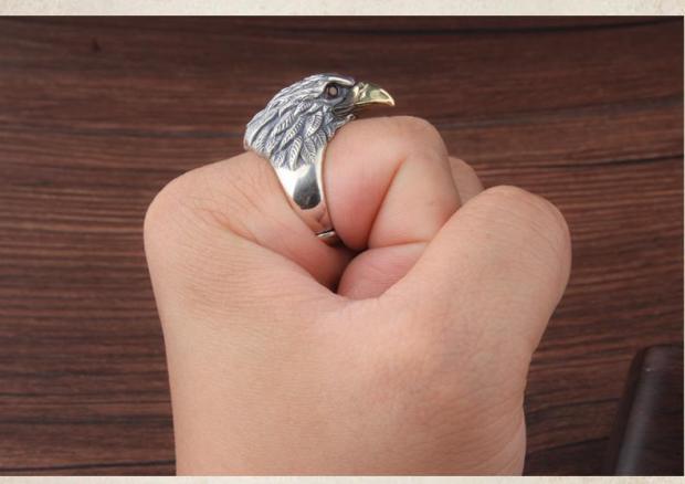 Personality Retro Domineering  Eagle Head Ring Index Finger Ring