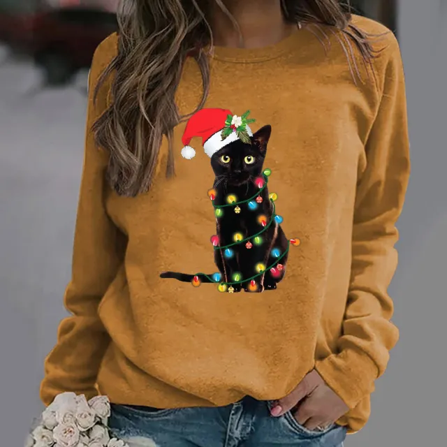 Printed round neck hoodie Khaki - Shop at LoveMi
