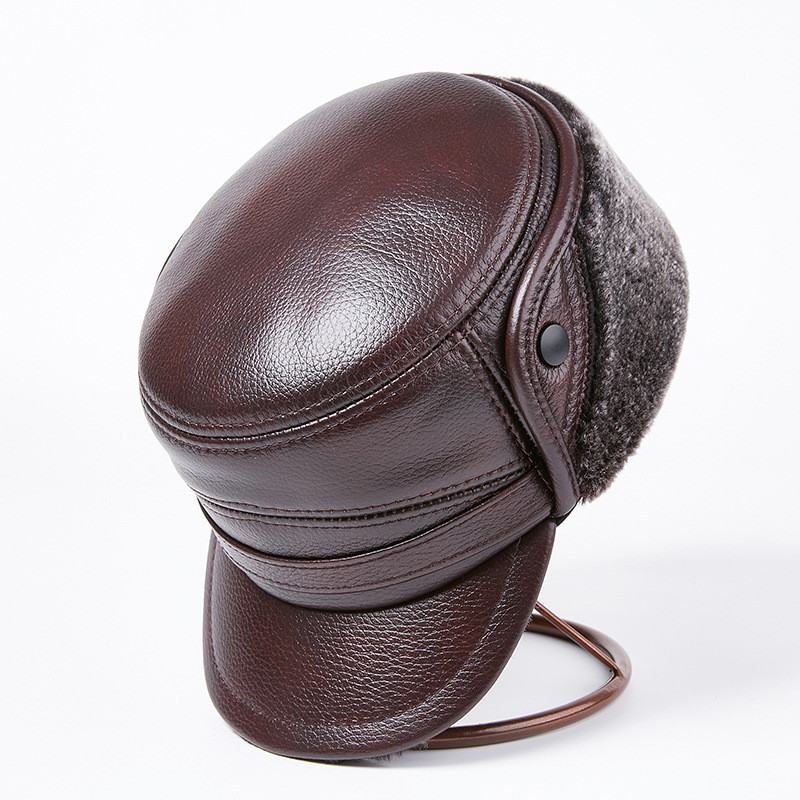 Men's Winter Leather Hat With Ear Warm Protection - Picture 10 of 10
