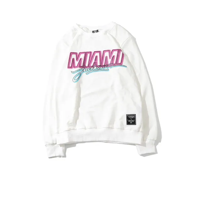 Letter round neck pullover couple sweater White - Shop at LoveMi