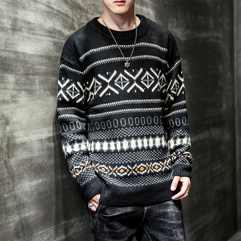 Pullover long sleeve round neck casual men's sweater