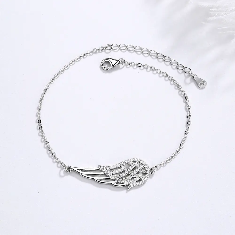 Sterling silver 925 angel wings bracelet women
