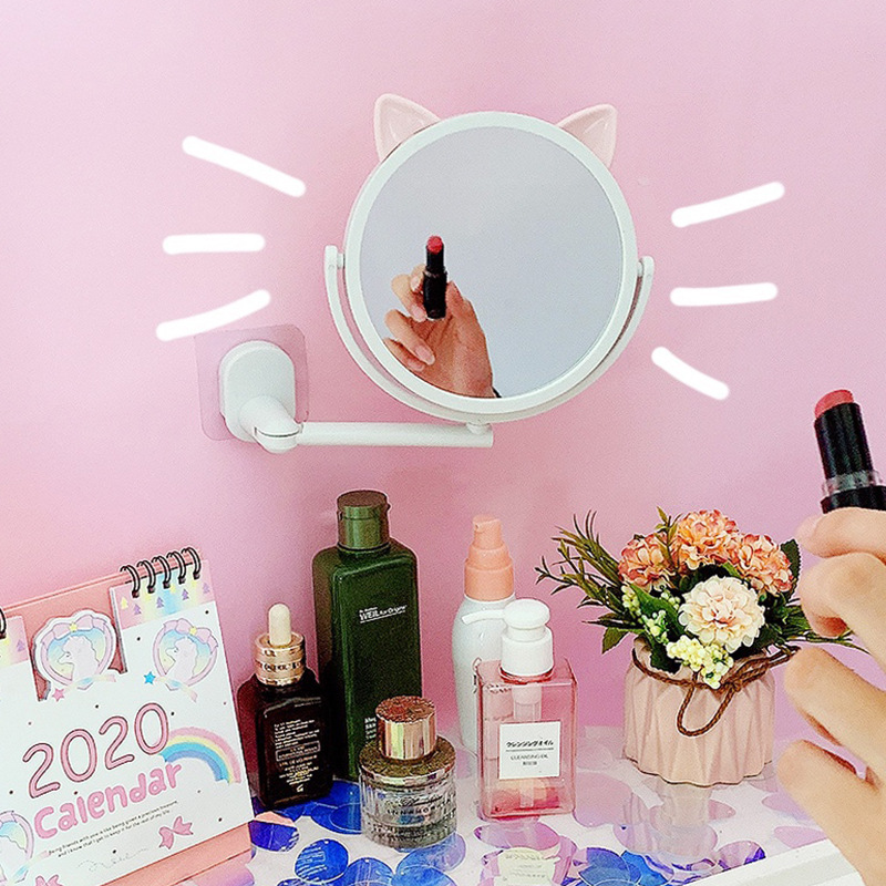 Punch-free cute wall-mounted makeup mirror