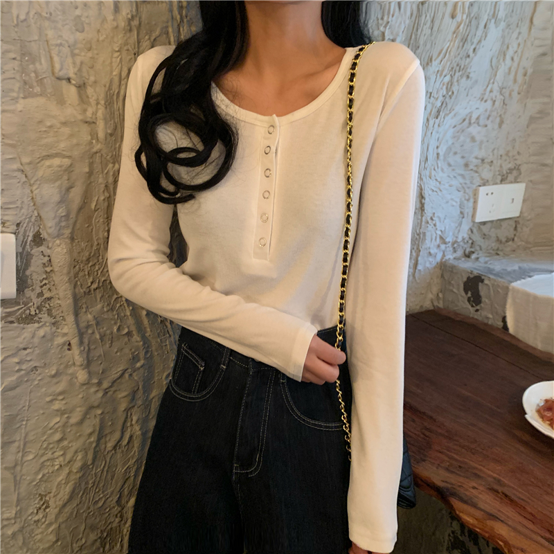 Slim All-match Round Neck Ladies Long Sleeve T-shirt