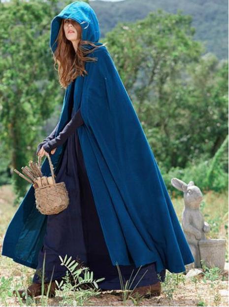 Four color hooded tie shawl Blue - Shop at LoveMi