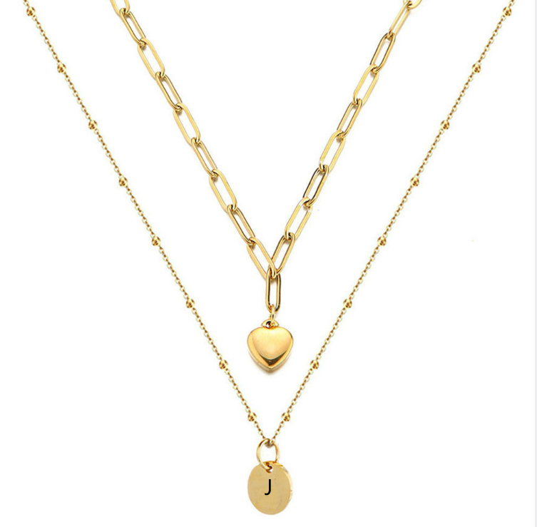 26 English alphabet round medal pendant necklace